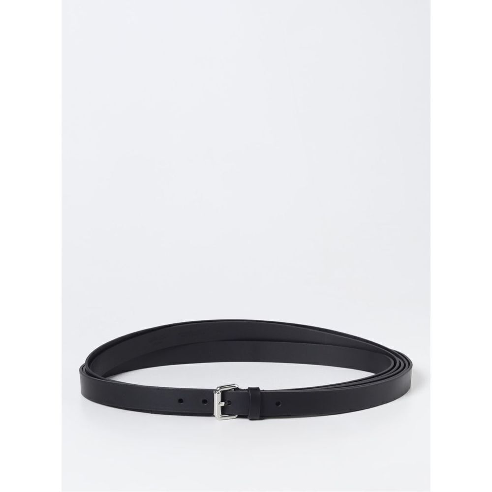 Moschino Couture Men's Milano Genuine Leather Belt Black Italy Silver Size 48